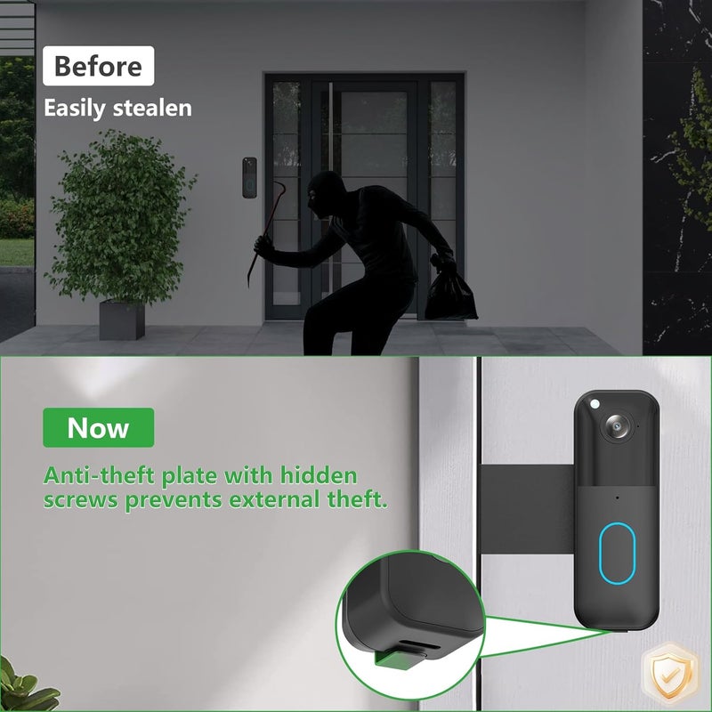Pefecon Anti-Theft Blink Doorbell Mount, Drill-Free Door Mount for All-New Blink Video Doorbell, Non-Blocking Motion Sensor Design, Apartment Door Bell Kits for Renters, Easy Installation, Black - Image 3